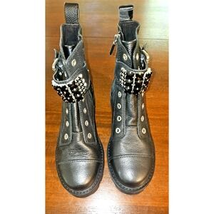 Karl‎ Lagerfeld Paris Women's Maeva Embellished Buckled Zip Boot Booties Size 6